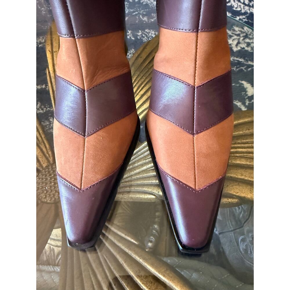 NWOT Schutz Raffaela Chevron Ankle Leather Boots Sz. 8 - Picture 5 of 8